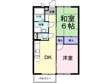ハイブルックS(2DK/1階)の間取り写真