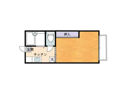 サンライフ表ヶ原A棟(1K/1階)の間取り写真