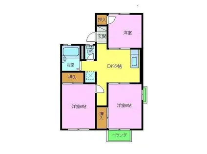 シャトードイワネ10号館(3DK/2階)の間取り写真