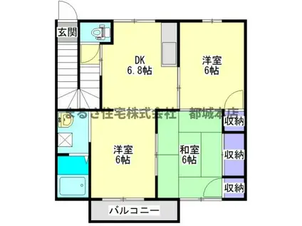 タウニィI(3DK/2階)の間取り写真