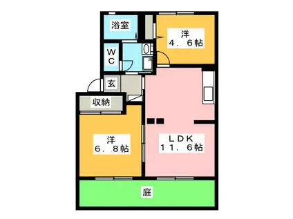 ふぁみーゆ193 A(2LDK/1階)の間取り写真