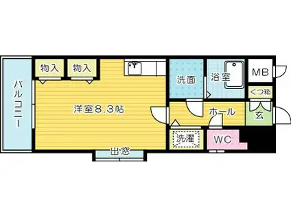 ギャラン小文字(ワンルーム/11階)の間取り写真