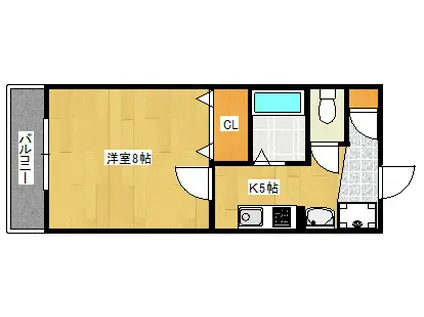 ユーミー南観音(1K/2階)の間取り写真