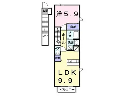 アンジュA(1LDK/2階)の間取り写真