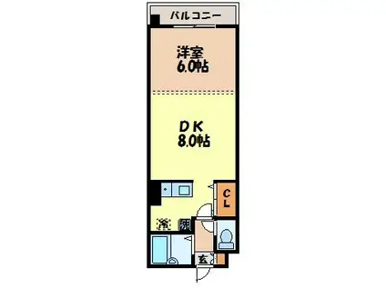 クオーレ中川(1DK/4階)の間取り写真