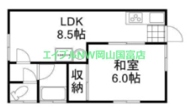 中井コーポB(1LDK/2階)の間取り写真