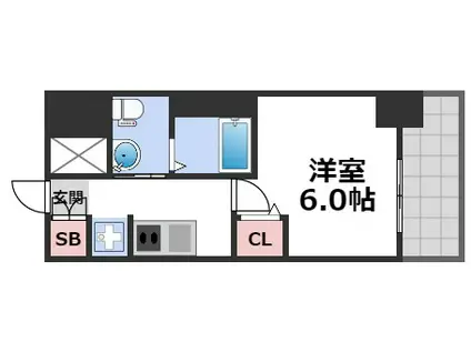 エステムプラザ難波ウエストII プレディア(1K/6階)の間取り写真