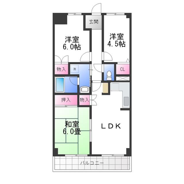 プローブ羽衣(3LDK/2階)の間取り写真
