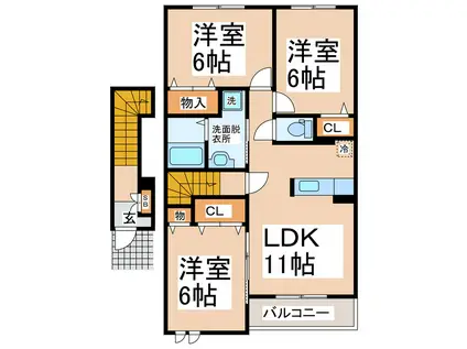 エルフィン 五番館(3LDK/2階)の間取り写真