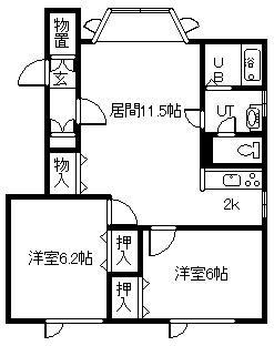 ネスト413(2LDK/2階)の間取り写真