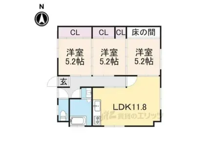 三幸マンション(3LDK/4階)の間取り写真