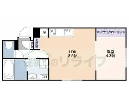 タスキSMART大塚(1LDK/1階)の間取り写真