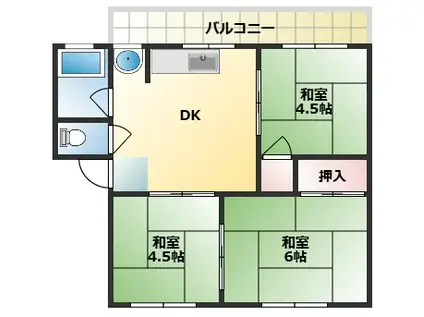 メゾンウエスギI(3DK/2階)の間取り写真