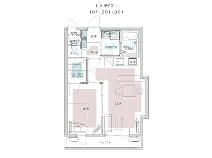 セーリング・サンセット(1LDK/2階)の間取り写真