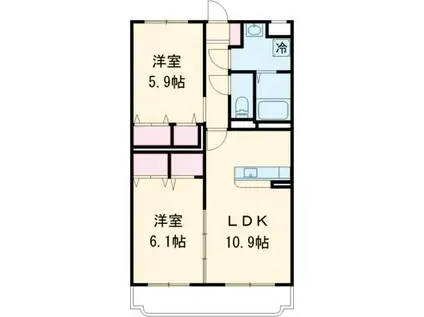 はなみずきI番館(2LDK/2階)の間取り写真