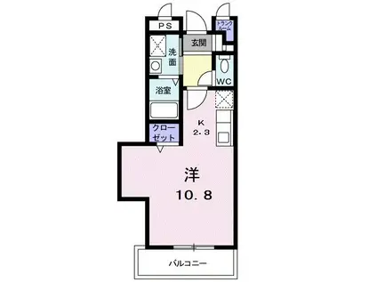 田口ハイツII(ワンルーム/2階)の間取り写真