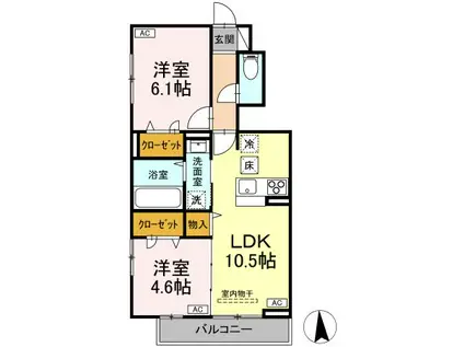 ガーネット II(2LDK/1階)の間取り写真