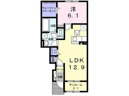 シエル エトワールII(1LDK/1階)の間取り写真