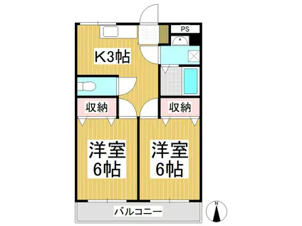 A ONE 水押(2K/1階)の間取り写真