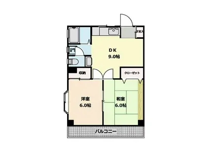 ホワイトマンション(2DK/2階)の間取り写真