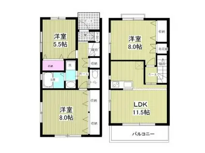 メゾネット中島丁(3LDK/2階)の間取り写真