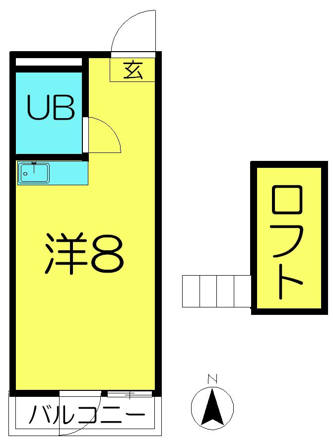 イーグルビル(ワンルーム/2階)の間取り写真