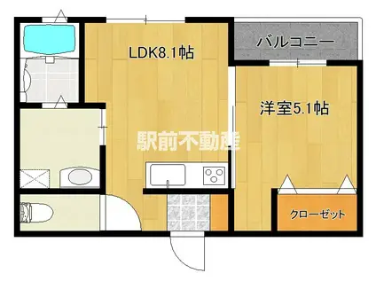 TIARA(1LDK/3階)の間取り写真