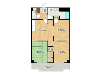 クレベール田町(3DK/7階)の間取り写真