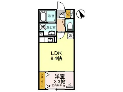 パーシモンIII(1LDK/2階)の間取り写真