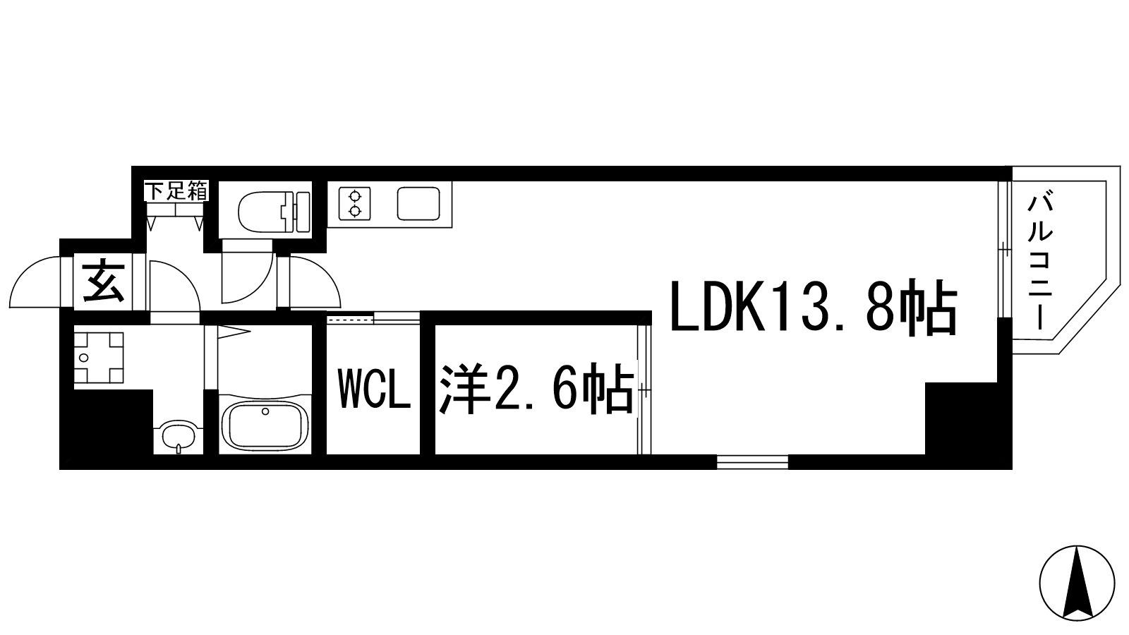 ONLYONE池田新町(1LDK/8階)の間取り写真