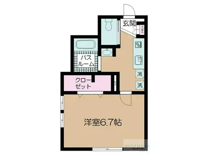 フェリーチェ洗足池(1K/2階)の間取り写真