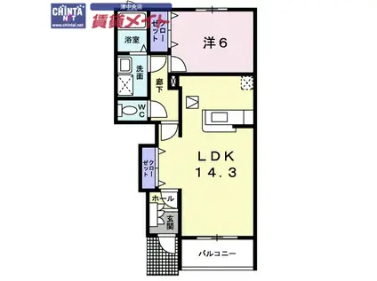ルピナスA棟(1LDK/1階)の間取り写真