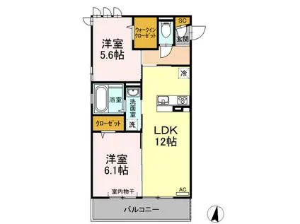 リアンジュ(2LDK/2階)の間取り写真