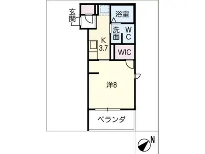 フロイデ隼人(1K/2階)の間取り写真