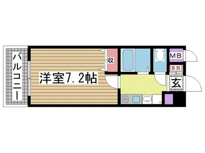 エスポワール三宮II(1K/8階)の間取り写真