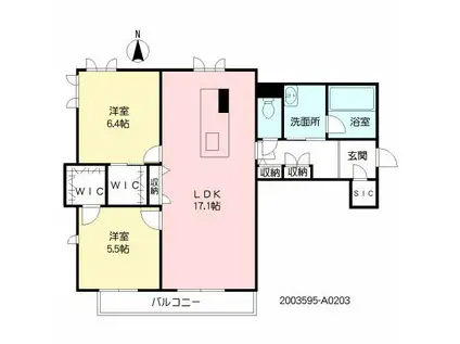 ラ・フェリーチェ・カーサ(2LDK/2階)の間取り写真