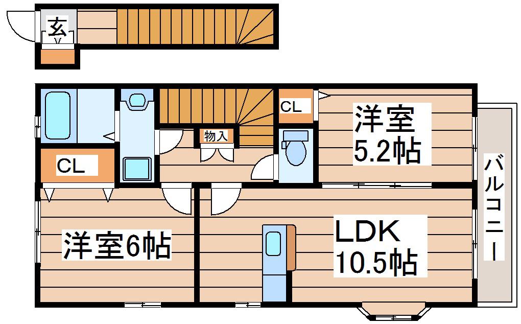 エブリーI(2LDK/2階)の間取り写真