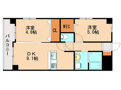 ALIVIS諸岡(2DK/7階)の間取り写真