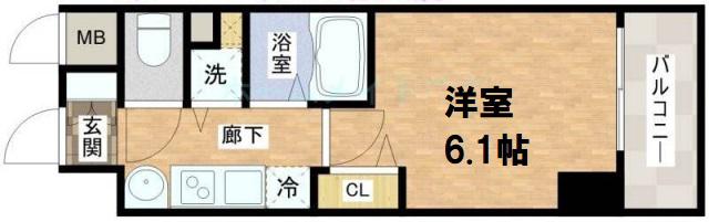プレサンス堺筋本町フィリア(1K/6階)の間取り写真