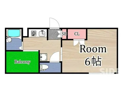 千林ロイヤルハイツ(1K/6階)の間取り写真