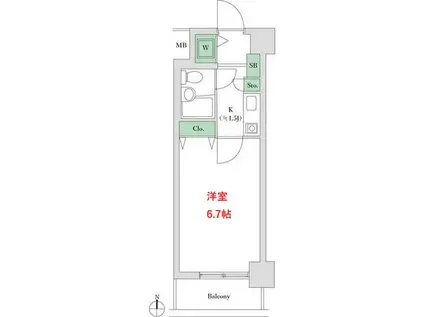 菱和パレス南大井(1K/2階)の間取り写真