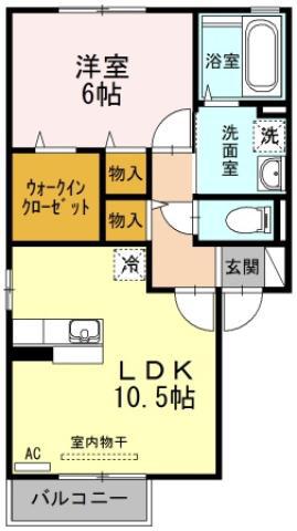 コーポK A棟(1LDK/2階)の間取り写真