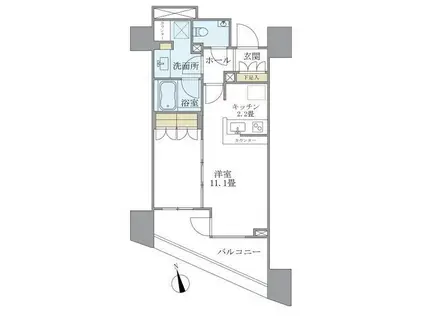 クオリア恵比寿パークフロント(1DK/13階)の間取り写真