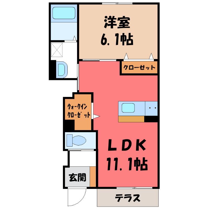 グランドアーク(1LDK/1階)の間取り写真