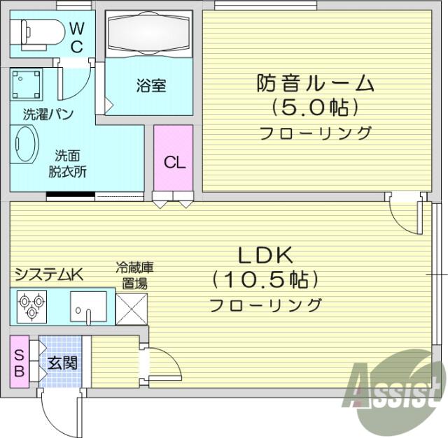 ラ・セゾン桜ヶ丘(1LDK/2階)の間取り写真