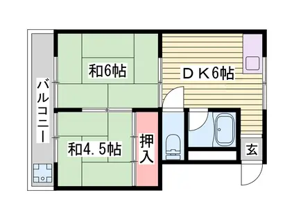 コーポ藤本(2DK/2階)の間取り写真