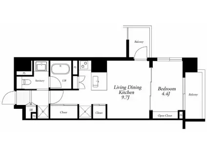 CATS原宿(1LDK/9階)の間取り写真