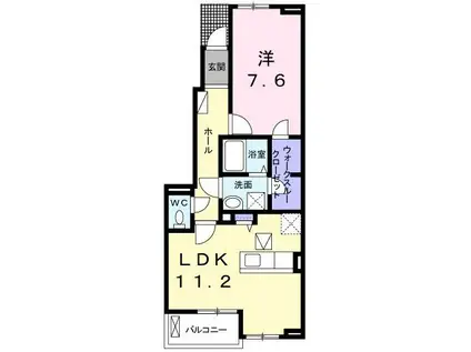 ディアコート多肥(1LDK/1階)の間取り写真