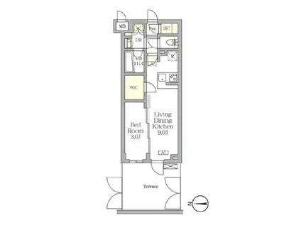 アジールコートTORITUDAIGAKU(1LDK/B1階)の間取り写真