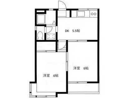 ロイヤルヒルズ緑園 A(2DK/2階)の間取り写真